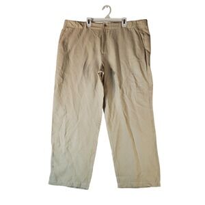 Tommy Bahama Mens 40x30 Beige Linen Silk Blend Flat Front Straight Leg Pants